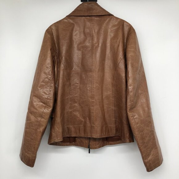 JOOP! Vintage European  warm Tan Brown Full Zip Leather Jacket - Picture 2 of 16